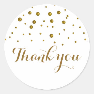 Faux Gold Confetti Dots Thank You Classic Round Sticker