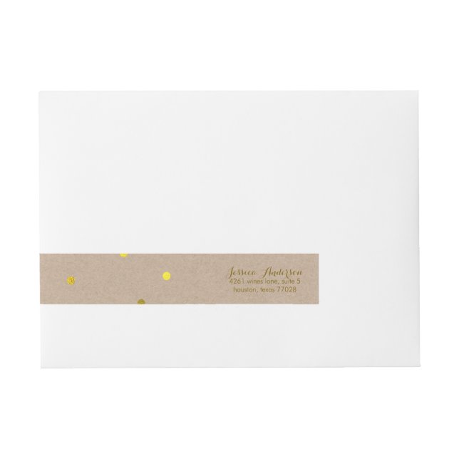 Faux Gold Confetti Dots Wrap Around Address Label (Front)
