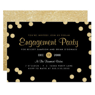 Faux Gold Confetti Engagement Party Invite