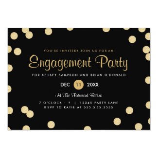 Faux Gold Confetti Engagement Party Invite