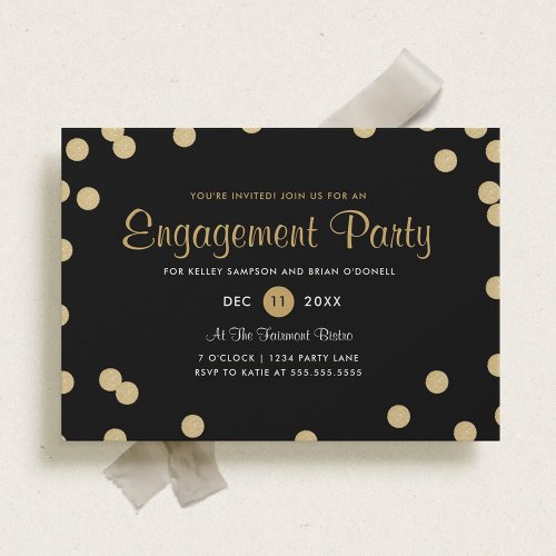 Faux Gold Confetti Engagement Party Invite