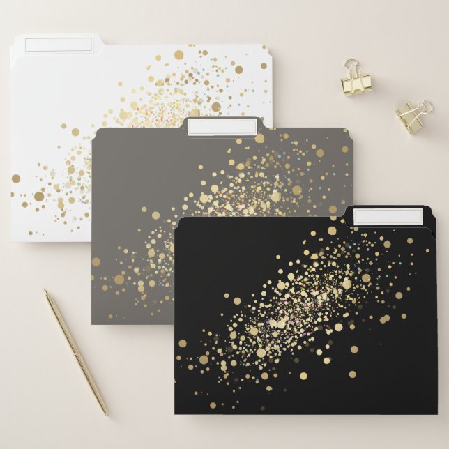 Faux Gold Confetti File Folder (Set)