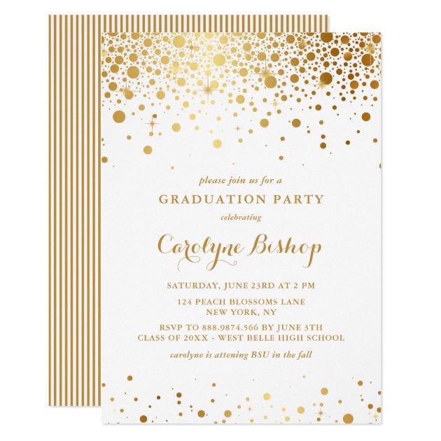 Faux Gold Confetti Graduation Party Invitation
