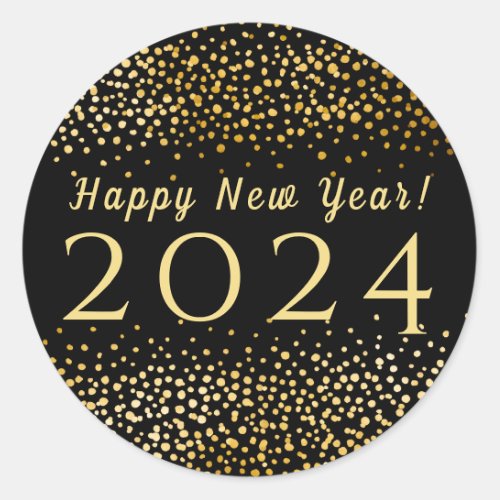 Faux Gold Confetti Happy New Year 2019 Classic Round Sticker