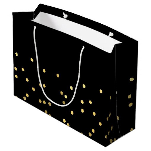 Faux Gold Confetti Matte Black Thank You Gift Bag Zazzle