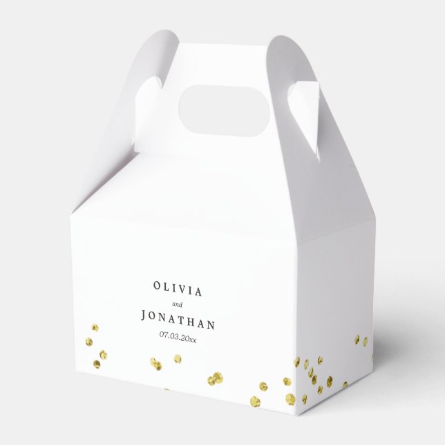 Faux Gold Confetti | Modern Wedding Favor Box (Front Side)