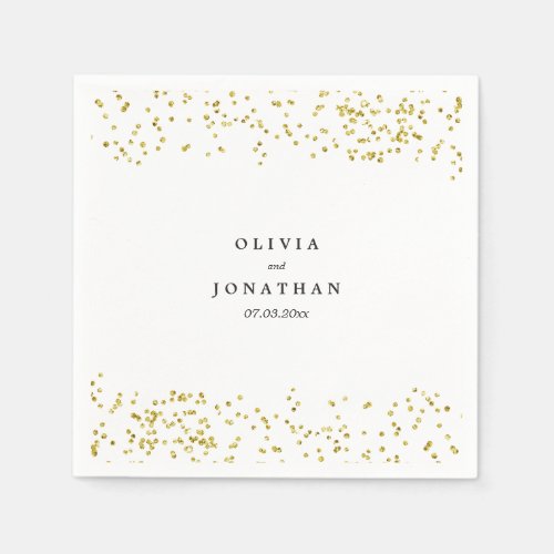 Faux Gold Confetti  Modern Wedding Napkins