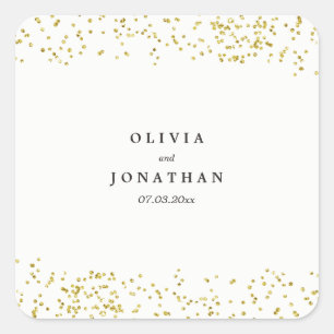 Faux Gold Confetti Modern Wedding Stickers