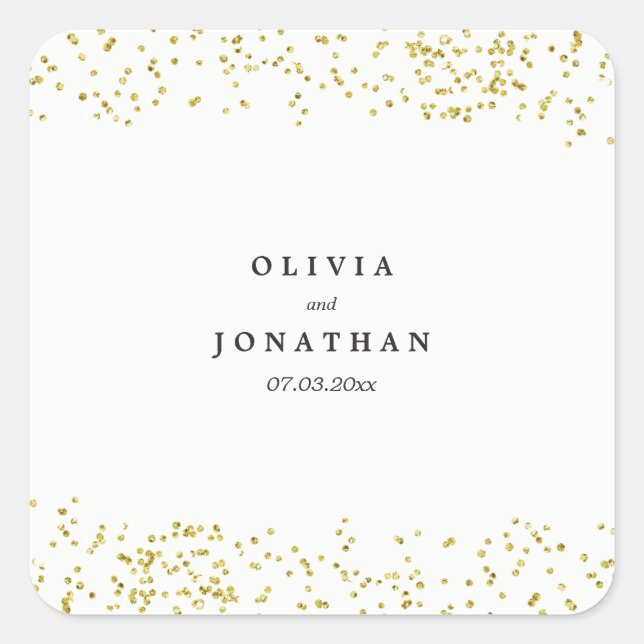 Faux Gold Confetti | Modern Wedding Stickers (Front)