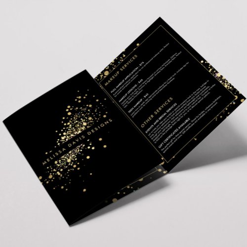 Faux Gold Confetti on Black Brochure