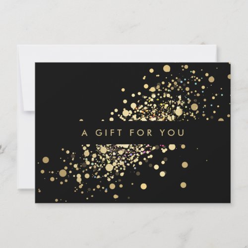 Faux Gold Confetti on Black Gift Certificate