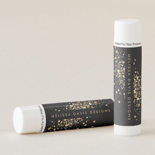 Faux Gold Confetti on Black Lip Balm