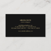 Faux Gold Confetti on Black Modern Business Card (Back)