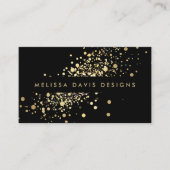Faux Gold Confetti on Black Modern Business Card (Front)
