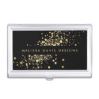 Faux Gold Confetti on Black Modern Card Case