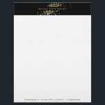 Faux Gold Confetti on Black Modern Letterhead<br><div class="desc">Coordinates with the Faux Gold Confetti on Black Modern Business Card Template by 1201AM. A fun splash of faux metallic gold confetti dots adorns this modern letterhead design. © 1201AM CREATIVE</div>