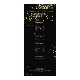 Faux Gold Confetti on Black Modern Rack Card