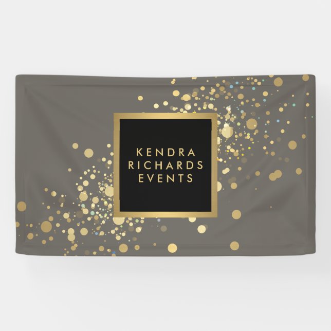 Faux Gold Confetti on Modern Gray Banner (Horizontal)