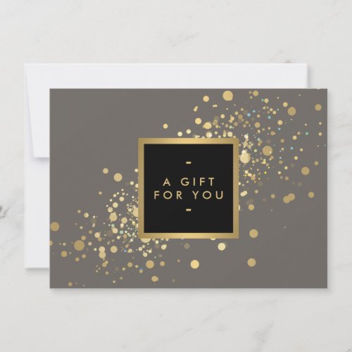 Faux Gold Confetti on Modern Gray Gift Certificate