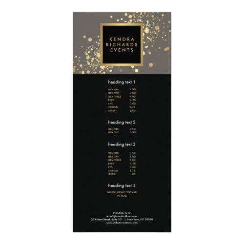 Faux Gold Confetti on Modern Gray Rack Card