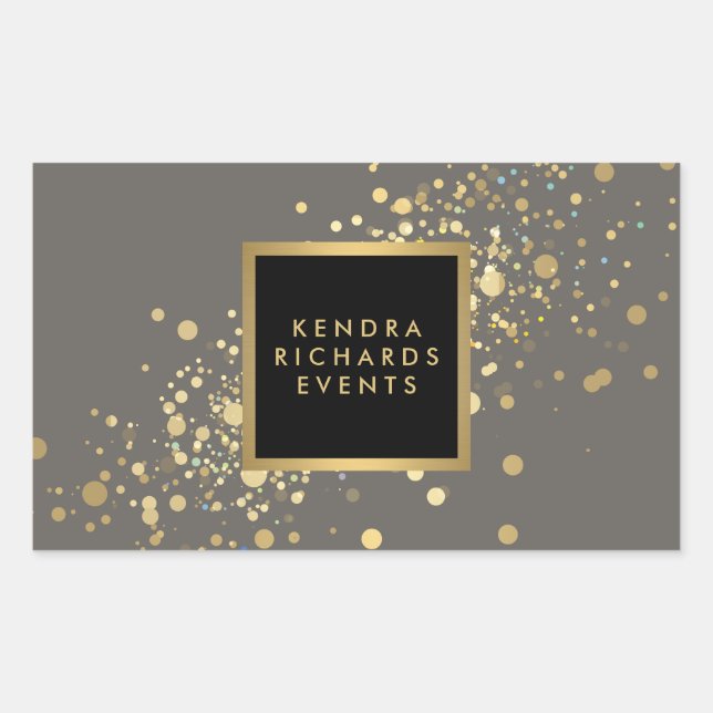 Faux Gold Confetti on Modern Gray Stickers (Front)