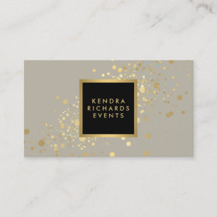 Faux Gold Confetti on Modern Tan Business Card