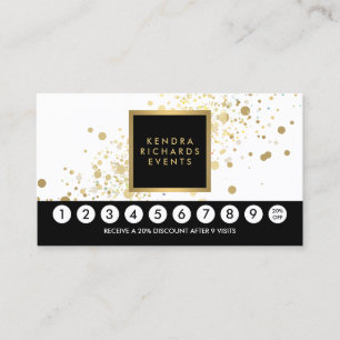 Faux Gold Confetti on Modern White II Loyalty Card