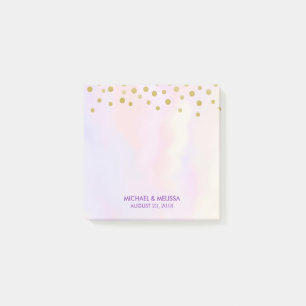 Faux Gold Confetti on Purple Watercolor Party Post-it Notes