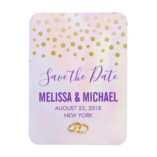 Faux Gold Confetti on Purple Watercolor STD Magnet