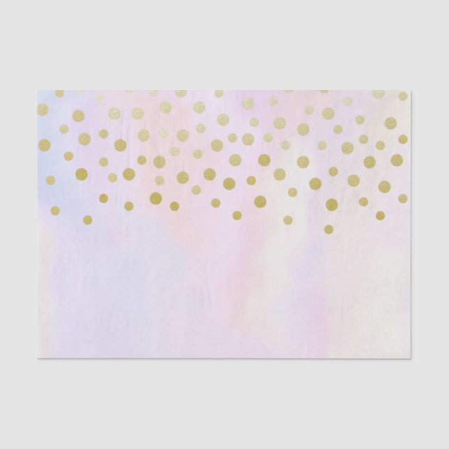 Faux Gold Confetti on Purple Watercolor Tissue Paper (Front)