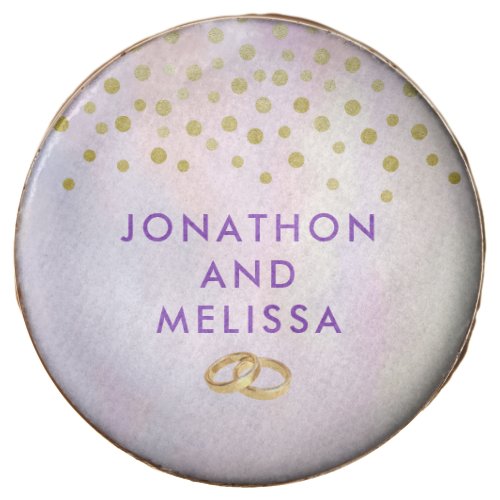 Faux Gold Confetti on Purple Watercolor Wedding Chocolate Covered Oreo