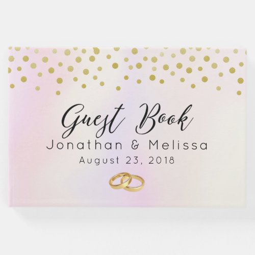 Faux Gold Confetti on Purple Watercolor Wedding Guest Book