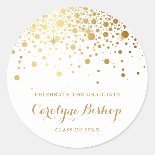 Faux Gold Confetti Personalized Graduation Sticker