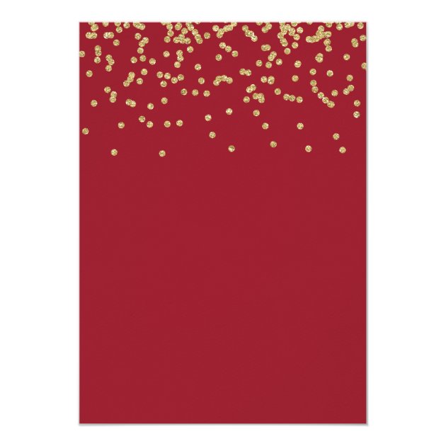 Faux Gold Confetti Red Merry Christmas Party Invitation