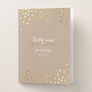 FAUX GOLD CONFETTI SPOTS white on kraft Pocket Folder
