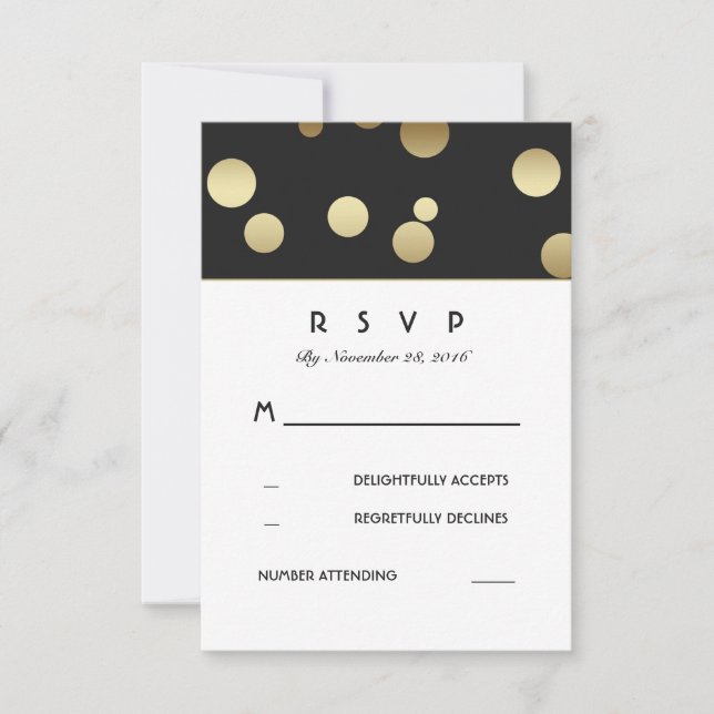 Faux Gold Confetti Wedding RSVP Cards (Front)