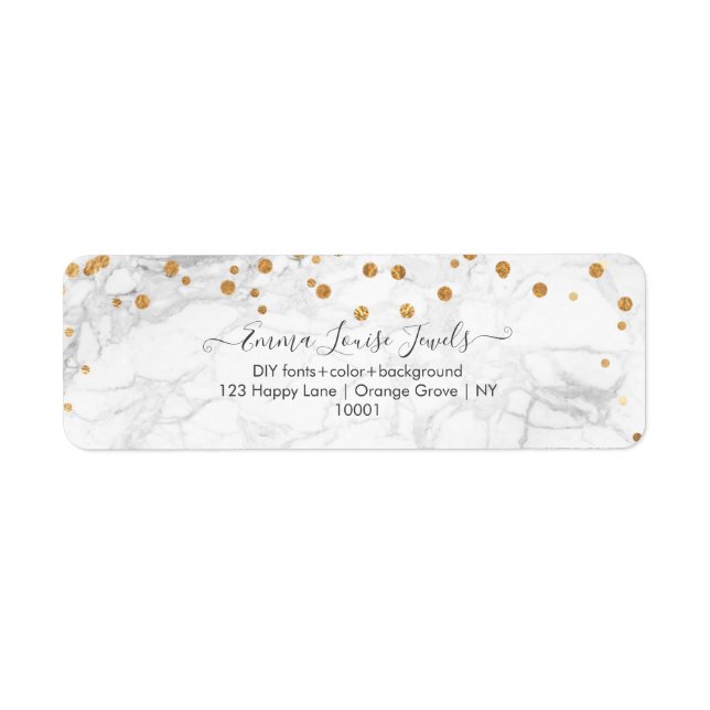Faux gold confetti white marble PixDezines Label (Front)