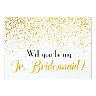 Faux Gold Confetti Will you be My Jr. Bridesmaid Card