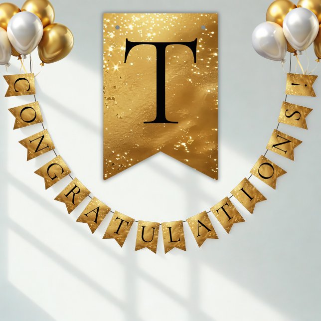 Faux Gold CONGRATULATIONS! sparkling Party Bunting Flags (Creator Uploaded)