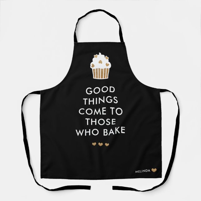 Faux Gold Cupcake Good Things Baking Add Name Apron (Front)