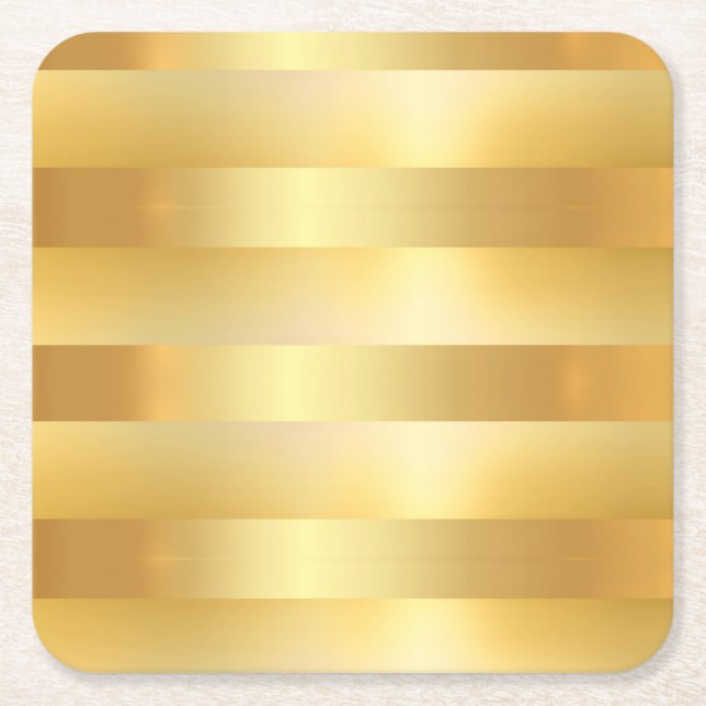 Faux Gold Custom Blank Modern Elegant Template Square Paper Coaster (Front)