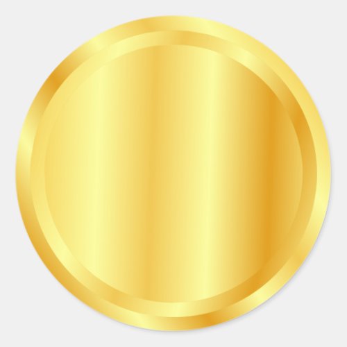 Faux Gold Custom Blank Template Metallic Look Classic Round Sticker