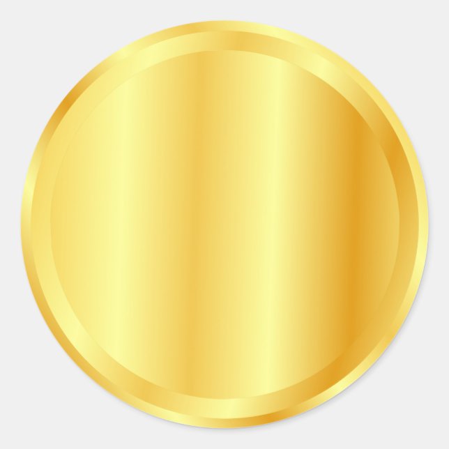 Faux Gold Custom Blank Template Metallic Look Classic Round Sticker (Front)