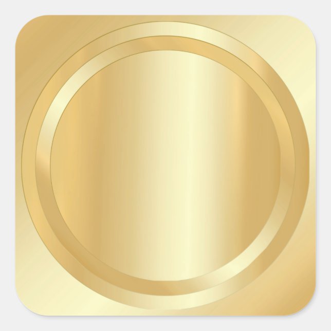 Faux Gold Custom Elegant Glamorous Trendy Template Square Sticker (Front)