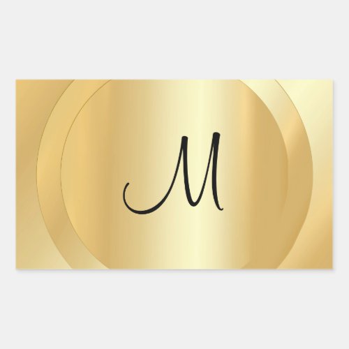 Faux Gold Custom Hand Script Monogram Template Rectangular Sticker