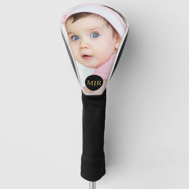 Faux Gold | Custom Photo | Monogram Personalized Golf Head Cover (Front)