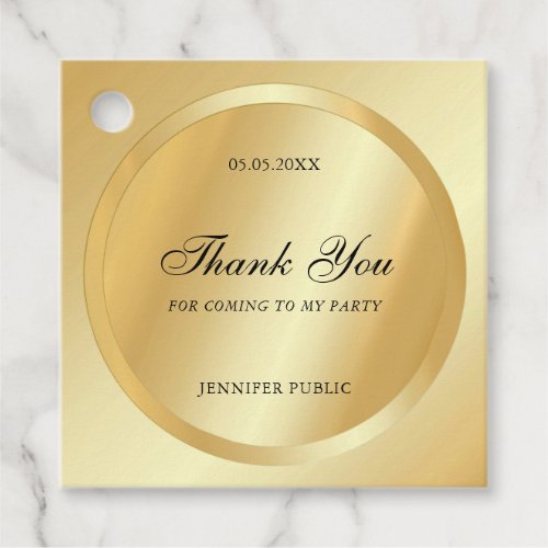 Faux Gold Custom Thank You Calligraphed Script Favor Tags