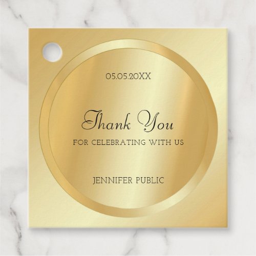 Faux Gold Custom Thank You Script Text Template Favor Tags