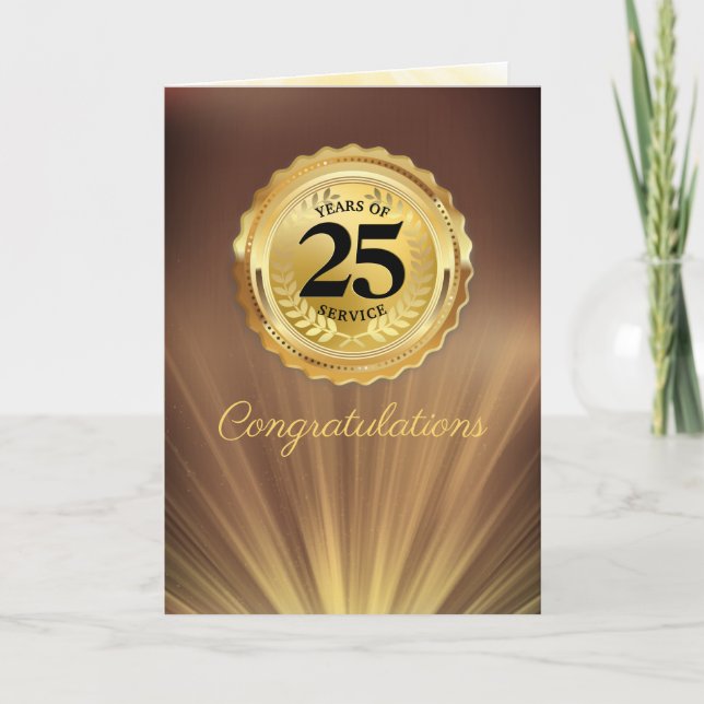 Faux gold custom year employee anniversary card (Front)