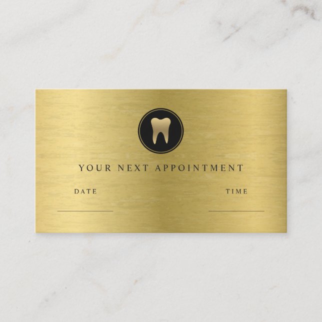 Faux Gold Dental Appointment Card (Front)